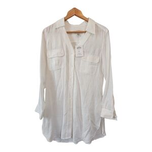 NWT Talbots Classic White Linen Blouse